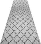 Custom Size Modern Runner Rug Carpet for Hallway Entryway Foyer Kitchen, Slip Resistant Latex Rubber Backed 31 inch Wide X Customized Length, Trellis Grey, 31 inch X 15 feet