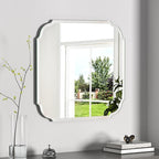 Silver Wall Mirror-Beveled Edge Frameless Mirror for Bathroom, Vanity, Bedroom, Rectangle Mirrors（24X24inch）