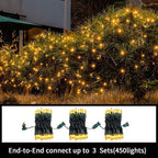 LAMPHOME Super-Bright Extendable Yellow Christmas Lights Decoration 300 Lights 63.8ft(2pk of 150L) UL Certified Mini Bulb String Lights Set for Outdoor Christmas Tree Garden Holiday Party Patio Decor