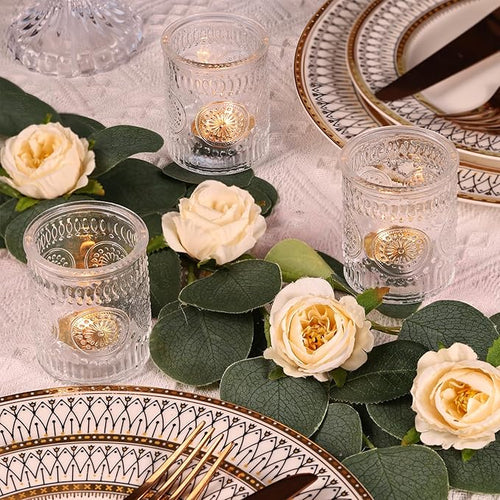 12PCS Glass Votive Candle Holder for Wedding Table Centerpiece, Clear Tea Lights Candle Holders for Dinner Birthday Party Decor