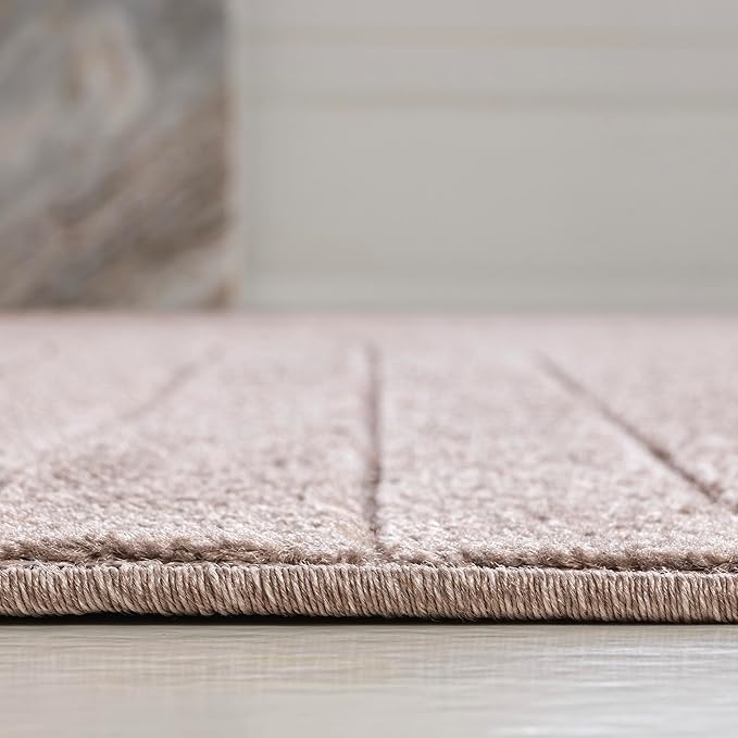 Eyely NCS101C-5 Odense High-Low Minimalist Angle Geometric Light Taupe 5 ft. x 8 ft. Indoor/Outdoor Area Rug, for Home, Backyard, Patio, Porch, Bedroom, Kitchen, Living Room