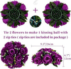 BLOSMON Flower Balls Wedding Rose Centerpieces 10 Pcs Purple Fake Flowers with Base Kissing Balls Decor Artificial Floral Arrangements Flower Bouquet of Roses Home Party Table DIY Decorations