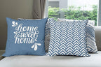 Ambesonne Geometric Throw Pillow Cushion Case Pack of 4, Home Phrase Minimal Zigzag Squama Dahlia Flower Petals Chevron Tribal, Modern Accent Double-Sided Digital Printing, 20", Slate Blue and White