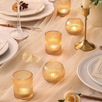 30pcs Assorted Ribbed Gold Votive Candle Holders, Gold Candle Holders for Wedding Table Centerpiece, Tea Light Candle Holder for Bridal Shower, Halloween, Christmas, Brithday and Holiday Decorations