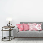 Ambesonne Retro Throw Pillow Cushion Case Pack of 4, Trellis Grid Medieval Floral Damask Mandala Flower Ornament in Modern Monochrome, Modern Accent Double-Sided Digital Printing, 24", Pastel Pink
