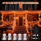 66Ft 200LED Orange Christmas Lights Plug in,Connectable Christmas Tree Lights,8 Modes String Lights Indoor Outdoor for Halloween Tree Party Bedroom Garden Decor (Clear Wire)