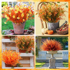 Ceenna 16 Bundles Fall Artificial Flowers for Outdoors Decorations Floral Picks Stem Fake Mums Eucalyptus Maple Leaves Berry for Garden Autumn Thanksgiving Arrangement (15 Inch,Eucalyptus)