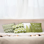 Ambesonne Modern Throw Pillow Cushion Case Pack of 4, Geometric Style Pattern of Triangles Zigzags Love Home Phrase Design, Modern Accent Double-Sided Digital Printing, 20", Olive Green and White