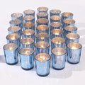 LETINE Blue Votive Candle Holders Set of 36 -Mercury Glass Candle Holders for Wedding & Baby Shower Decor - Ideal for Bridal Shower & Centerpieces for Tables