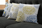 Ambesonne Vintage Throw Pillow Cushion Case Pack of 4, Bohemian Ornamental Leaves Dahlia Pattern Geometric Art Curlicue Motif, Modern Accent Double-Sided Digital Printing, 24", Mustard Dark Ceil Blue