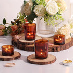 36pcs Assorted Amber Votive Candle Holders for Fall Decor, Amber Glass Candle Holder for Wedding Table Centerpiece, Tealight Candle Holder for Party, Thankgiving and Christmas Decorations