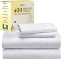 California Design Den Full Size Bed Sheets Set - 400 Thread Count Sateen, Natural 100% Cotton Sheets Full Size, Deep Pocket Cooling and Durable Bedding Set - Pinstriped
