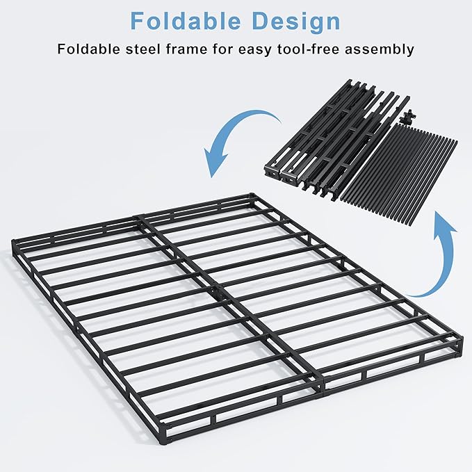3 Inch Queen Size Box Spring, Low Profile Box Spring for Queen Bed,Heavy Duty Mattress Foundation, Metal Bed Base,Easy Assembly/Noise Free