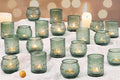 40 Pcs Assorted Green Votive Candle Holders Bulk- Glass Tealight Candle Holder for Wedding Table Decor, Green Candle Holders for Christmas, Vintage Party Table Decor