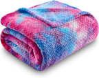 NEWCOSPLAY Super Soft Throw Blanket Deep Purple Rainbow Premium Silky Flannel Fleece Leaves Pattern Lightweight Bed Blanket All Season Use (Deep Purple Rainbow, Throw(50"x60"))
