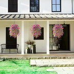 Artificial Fake Hanging Plants Flowers Baskets for Outdoor Outside Spring Decor,Faux Silk Daisy UV Resistant Look Real Summer Decorations for Home Porch Patio Yard Garden(Light Purple
