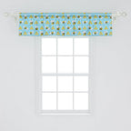 Ambesonne Cartoon Window Valance, Summer Style Funny Demonstration of Happy Flying Characters and Hexagon Comb, Curtain Valance for Kitchen Bedroom Decor with Rod Pocket, 54" X 12", Sky Blue Mustard