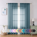 Aiyufeng Dusty Blue Sheer Curtains 90 Inches Long 2 Panels Set, Light Filtering Soft Airy Voile Rod Pocket Dusty Blue Sheer Window Drapes for Bedroom Living Room, Each 42Wx90L Inches