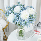 Babys Breath Artificial Flowers,30 Pcs Gypsophila Real Touch Flowers for Wedding Party Home Garden Decoration 16.6inch Blue