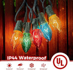 25 Feet C9 Bulb String Lights Outdoor Multicolored Christmas Lights Green Wire for Outdoor Patio Room Party Backyard Decoration, 25 Bulbs