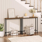 HOOBRO 2 Pack Narrow Console Table, 29.5" Small Entryway Table, Thin Sofa Table, Display Table, for Hallway, Bedroom, Living Room, Foyer, Rustic Brown and Black BF75XGP201