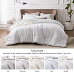 Bedsure Oversized Queen Comforter Set - Grayish White Soft Bedding for All Seasons, Cationic Dyed Bed Set, 3 Pieces, 1 Oversized Queen Size Comforter (98"x98") and 2 Pillow Shams (20"x36"+2")