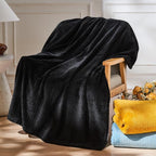NEWCOSPLAY Super Soft Twin Blanket Black Premium Silky Flannel Fleece Leaves Pattern Lightweight Bed Blanket All Season Use (Black, Twin(60"x80"))