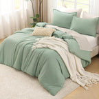 Litanika King Size Comforter Set Sage Green, 3 Pieces Lightweight Solid Comforter King Size, All Season Fluffy Down Alternative Comforter Bed Set Quilt Blanket