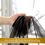 Aiyufeng Black Curtains 36 inches Long 2 Panels, Short Cafe Sheer Tiers, Kitchen Tier Curtains for Kitchen Room Laundry, Rod Pocket, 40" Wx36 L