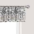 Ambesonne Modern Window Valance Pack of 2, Coffee Beans with Ornamental Words Ethiopians Pattern, Rod Pocket Curtain Valances for Kitchen Bedroom, 54" X 18", Sand Brown Black