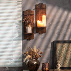 Large Candle Sconces for Farmhouse - 19.7 Inch Wood Candle Holder Wall Decor Set of 2 - Rustic Wall-Mounted Floating Shelf for Fireplace Mantel Bedroom Living Room