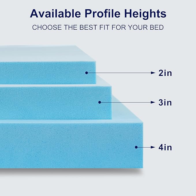 3 Inch Twin XL Memory Foam Mattress Topper Size for College and Dorm, Cooling Gel Infused, Mattress Pad for Pressure Relief, School Essentials, 39x80 Inches, Blue