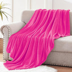 Exclusivo Mezcla Extra Large Fleece Throw Blanket for Couch, Sofa, 300GSM Super Soft and Warm Blankets, Hot Pink Throw All Season Use, Cozy, Plush, Lightweight, 50x70 Inches
