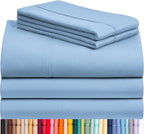 LuxClub 5 PC Split King Sheet Set, Breathable Luxury Bed Sheets, Deep Pockets Wrinkle Free Cooling Sheets Machine Washable Hotel Bedding Silky Soft - Sky Split King