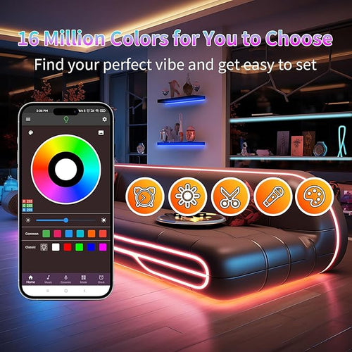150FT LED Lights for Bedroom, RGB LED Strip Lights Music Sync Color Changing Effects, DIY Cuttable Led Light Strip with Remote and App Control Led Lights for Room Decor Aesthetic and Parties