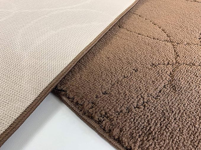 Custom Size Modern Geometric Pattern Carpet Runner Rug for Hallways, Slip Resistant Latex Rubber Backed, 31 inch Wide X Customized Length, Circles Brown, 31 inch X 23 feet