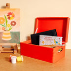 Large Red Wooden Box Storage with Hinged Lid | 11.8 x 7.87 x 5.51 inches (+-0.5) | with Handles | Gift Box for Tool Dog Toy Shoes Clothes Kitchen Storage | Wood Keepsake Chest
