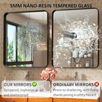30×36 Framed Mirrors for Wall - Rectangle Black Vanity Mirror with Tempered Glass & Rounded Corners for Bathroom Sink, Bedroom, Hallway, Restroom, Rustproof Frame, Horizontal/Vertical, Modern