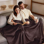 Exclusivo Mezcla Fleece Blanket Queen Size for Bed, Super Soft and Warm, All Season Use, Cozy, Plush, Lightweight, 90x90 Inches, Coffee