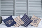 Ambesonne Modern Throw Pillow Cushion Case Pack of 4, Scandinavian Minimal Ornaments Boho Feather Leaves and Home Phrase Print, Modern Accent Double-Sided Digital Printing, 18", Pale Tan and Indigo
