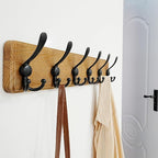 Dseap Coat Rack Wall Mounted - 24" Long 6 Tri Hooks, Heavy Duty Wooden Wall Coat Hanger Coat Hook for Clothes Hat Jacket Clothing, Weathered Brown and Black, Pack of 2