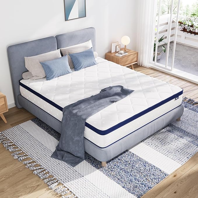 Avenco Queen Mattress in a Box, 12 Inch Hybrid Size Mattresses with Comfort Foam and Pocket Coils, Colchones Queen for Pressure Relief & Motion Isolation