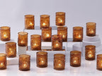DEVI 48 Pcs Amber Votive Candle Holders Bulk, Boho Fall Wedding Party Decorations, Glass Tea Lights Candle Holder, Christmas Thanksgiving Party Home Table Decor