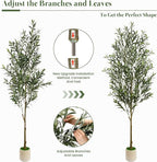 Alupssuc 7FT Artificial Olive Trees, Faux Silk Plant with Lively Artificial Trunk and Lifelike Fruits, Indoor Fake Potted Tree with White Planter for Modern Home Office Living Room Decor