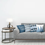 Ambesonne Modern Throw Pillow Cushion Case Pack of 4, Geometric Style Pattern of Triangles Zigzags Love Home Phrase Design, Modern Accent Double-Sided Digital Printing, 18", Petrol Blue and White