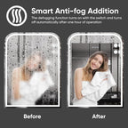 LED Bathroom Mirror, 48"x 36" LED Mirror with Lights for Bathroom, Lighted Vanity Mirrors for Wall, Anti-Fog, Dimmable, Tempered Glass, Memory Function, 3 Colors, Safe Use (White)