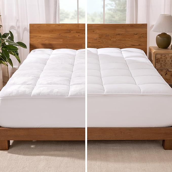 Bare Home Full XL Microplush Mattress Topper - Pillow Top Reversible - Soft Mattress Cover - Dual Sided All-Season - 8" to 24" Deep Pocket - Fitted Cover - Plush Mattress Pad (Full XL)