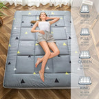 MAXYOYO Grey Triangle Futon Mattress, Japanese Floor Mattress Quilted Bed Mattress Topper, Extra Thick Folding Sleeping Pad Breathable Floor Lounger Guest Bed for Camping, King