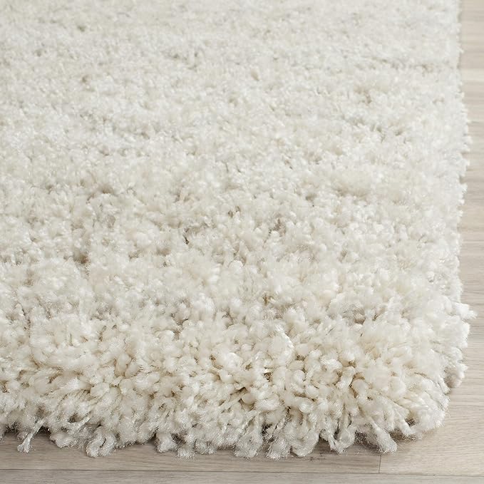 SAFAVIEH Arizona Shag Collection Area Rug - 10' Square, Ivory & Beige, Moroccan Design, Non-Shedding & Easy Care, 1.6-inch Thick Ideal for High Traffic Areas in Living Room, Bedroom (ASG741A)