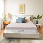 Subrtex Cover for Mattress Topper Queen Size 4 Inch (Only Cover) Mattress Topper Protector Bedding Removable Encasement with Zipper Closure